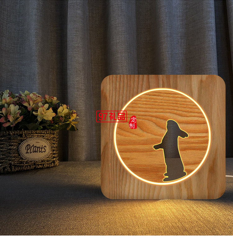 中秋佳節(jié)月亮兔子木制LED燈 電子產品禮品創(chuàng)意裝飾臺燈