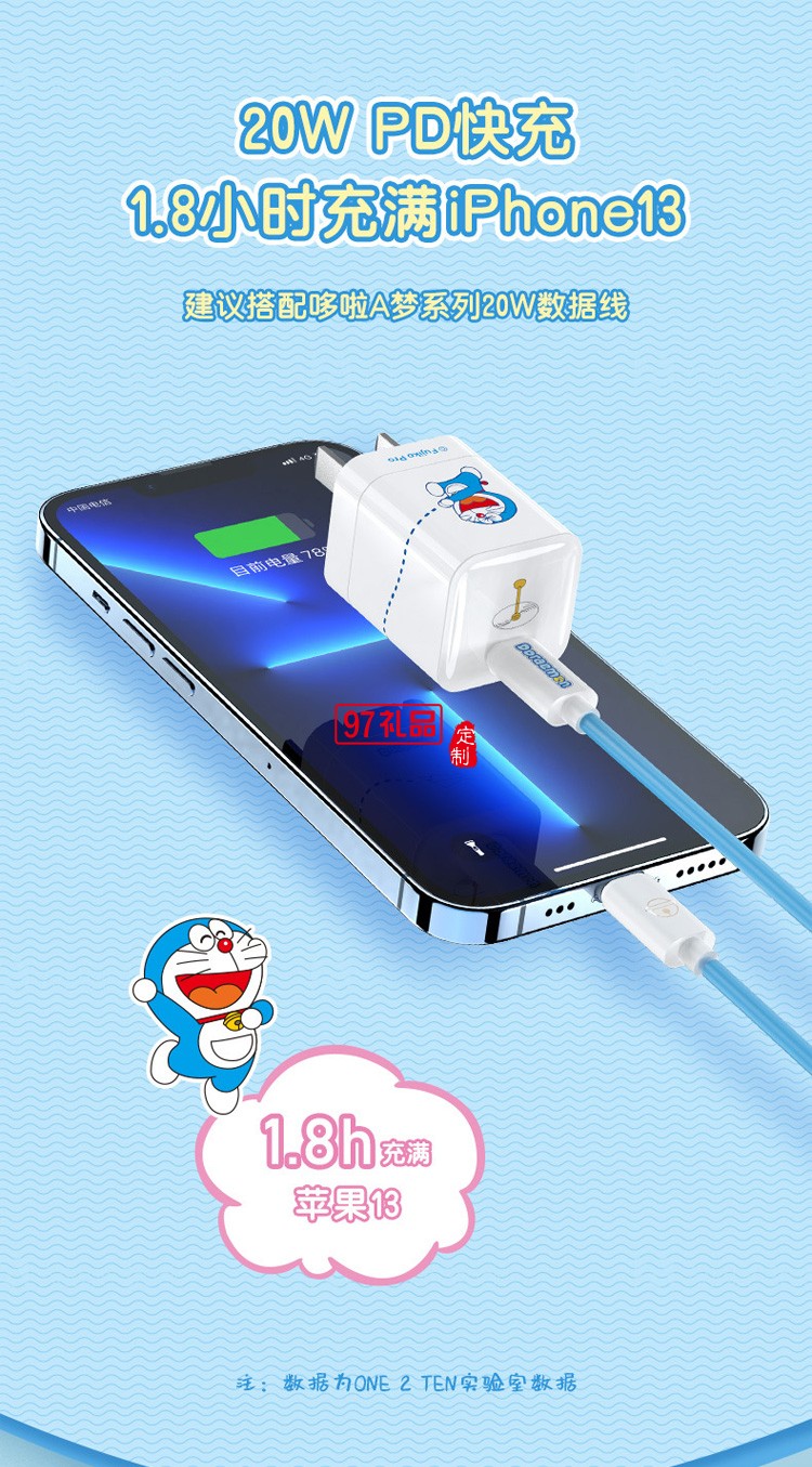 哆啦A夢(mèng) 可折疊迷你PD20W直充快充充電器適用于蘋果iPhone13