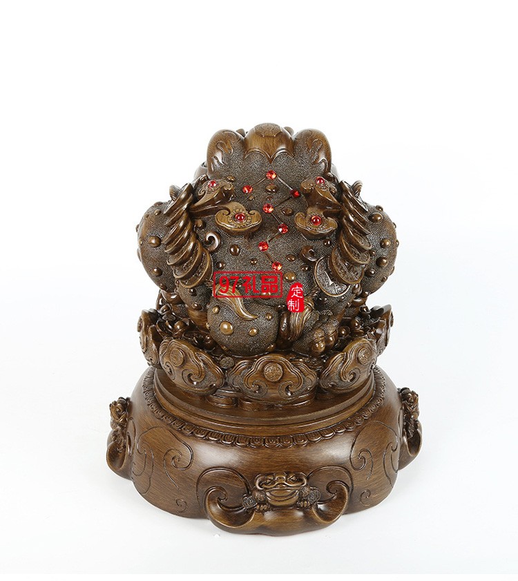 招財(cái)金蟾擺件仿木八方來(lái)財(cái)樹(shù)脂工藝品
