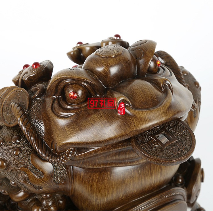 招財(cái)金蟾擺件仿木八方來(lái)財(cái)樹(shù)脂工藝品