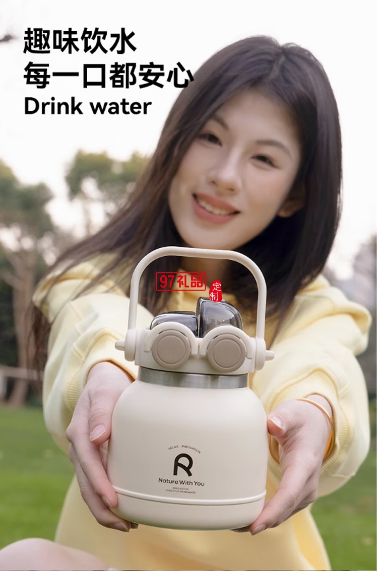 樂(lè)序rano316不銹鋼保溫杯大容量女生高顏值保溫壺抹茶曲奇