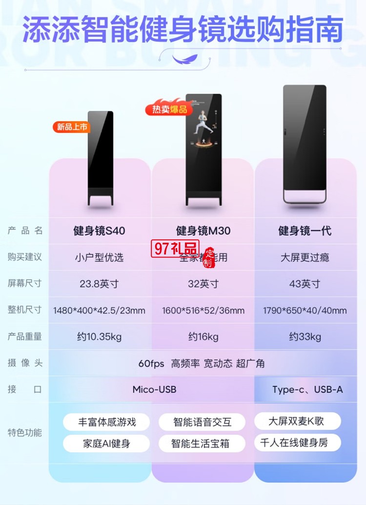 小度添添智能健身鏡 M30暢享版 魔鏡AI運(yùn)動(dòng)鏡跳舞全身鏡居家