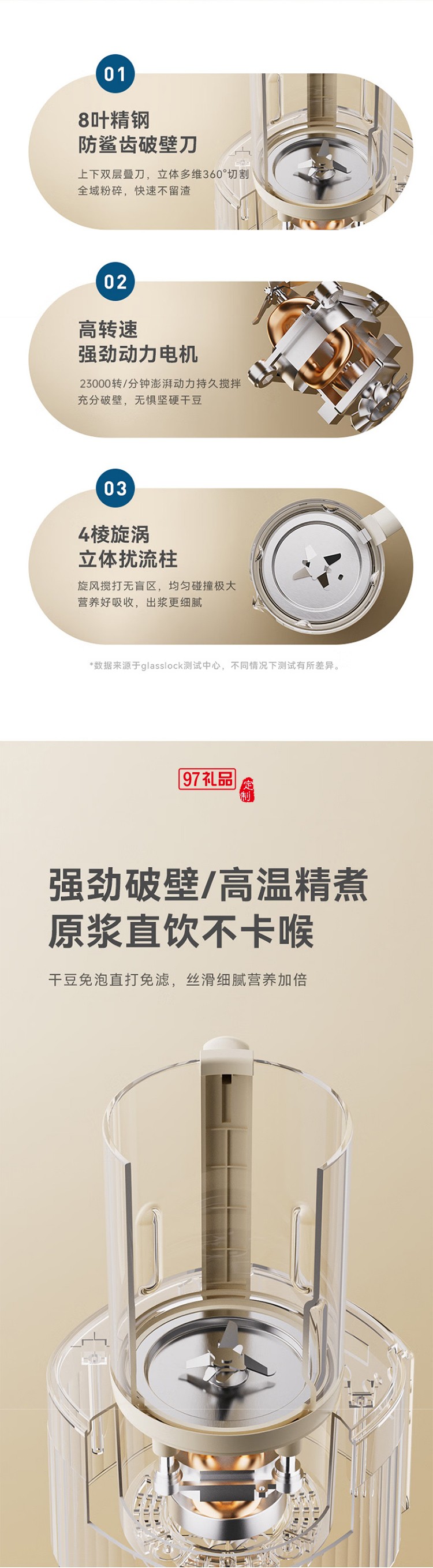 GLASSLOCK破壁機智頻變速輕音降噪全自動豆?jié){機榨汁機料理機