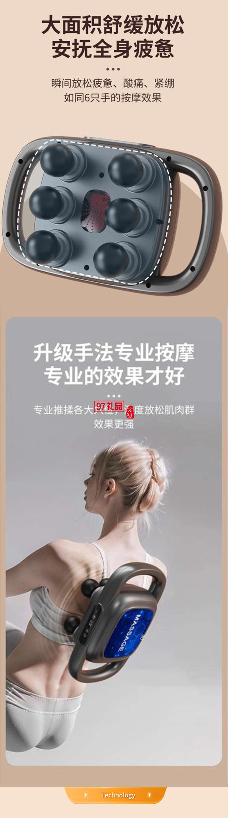 六頭筋膜槍多功能按摩器專業(yè)級(jí)四高頻震動(dòng)按摩肌肉放松家用
