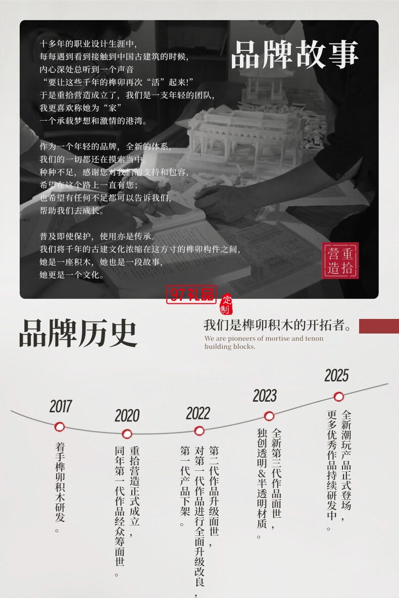 魚(yú)躍龍門牌坊故宮榫卯積木玩具中國(guó)風(fēng)古建筑潮玩禮物拼裝模型diy